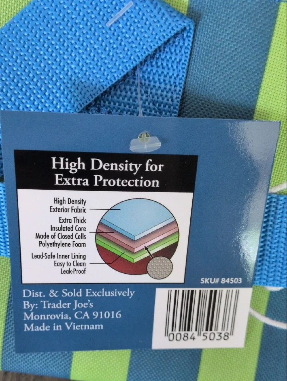 NWT Trader Joe's Striped Mini Insulated Bag - Blue & Green